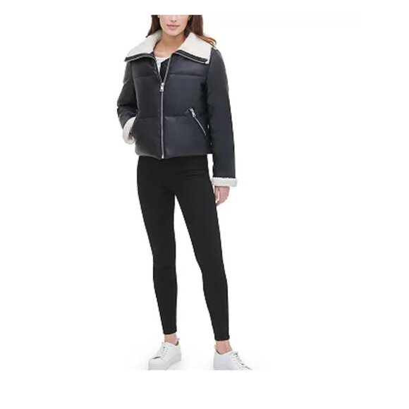 Levi's | Breanna Faux Leather Puffer Jacket with Sherpa Lined Collar - Picture 4 of 16